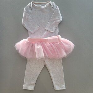 Cloud Island Baby Girl 2 piece Set Long Sleeve Bodysuit Pink Sparkle Tutu Pants